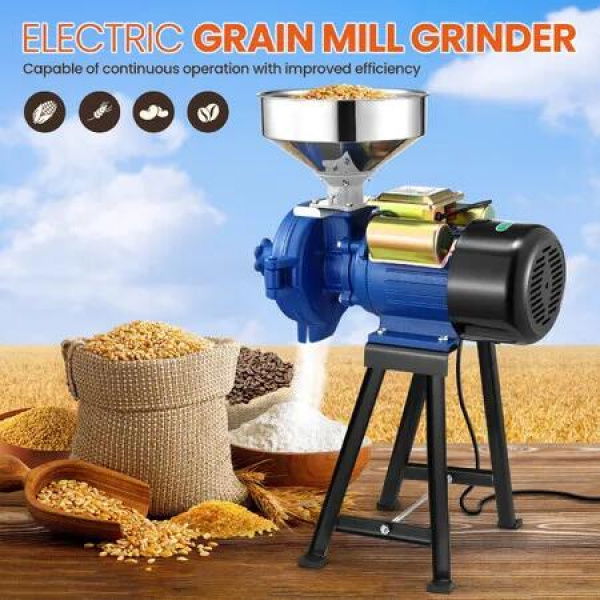 Electric Grain Mill Grinder Machine for Commercial Home Coffee Bean Spice Corn Wheat Flour Rice Nut Cereal Tofu Sorghum Milling Refining 3000W