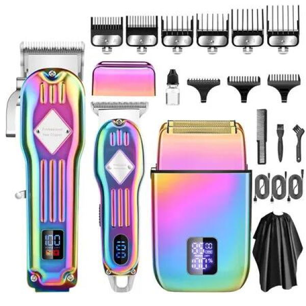 Electric Hair Trimmer Barber Cordless Full Set Rechargeable Hair Beard LED Display for Men