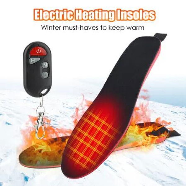 Electric Heated Shoe Insoles USB Rechargeable Feet Warmer Winter Outdoor Remote Control Heating Insoles Foot Warming Shoes Pad Size L