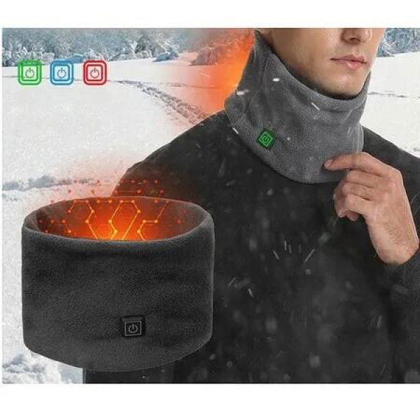 Electric Heating 3 Level Flannel Usb Power Scarf Neck Wrap Elder Gift Heated Warmer Scarf Neck Gaiter Scarf Neckerchief Color Gray