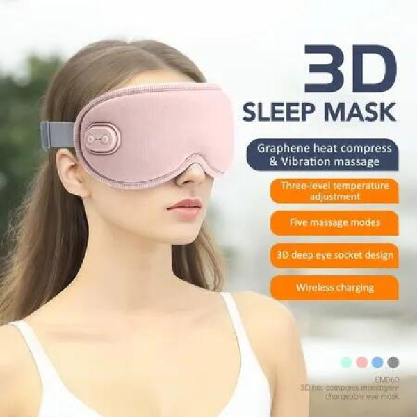 Electric Heating Compress Massage Eye Mask 5 Vibration Modes 3-level Heated Eye Massager Relief Fatigue Sleep Mask Sleep Aids Color Pink
