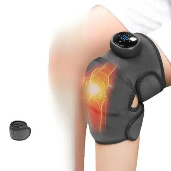 Electric Heating Knee Shoulder Elbow Massager Magnetic Detachable 3-in-1 Moxa Bag LCD Control Holiday Gift 1pc COL Gray