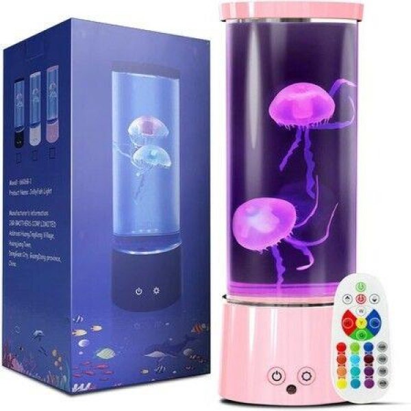Electric Jellyfish Tank Table Lamp With 17 Color Changing Effect RC LED Jellyfish Night Light For Home Office Decor Gift