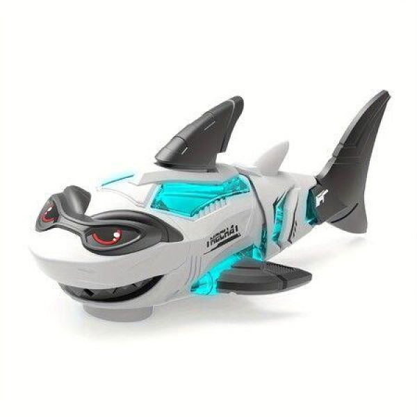 Electric Light Sound Effect Mechanical Crawling Shark Toy Realistic White Simulation Effects