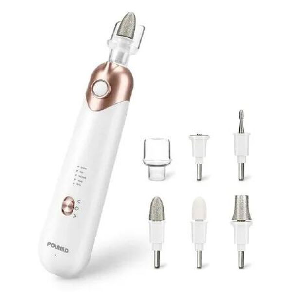 Electric Manicure Pedicure Kit ail File Set Cordless Nail Drill Grinder Machine 5 Speeds Hand Foot Care Tool for Nail Grind Trim Polish(White)