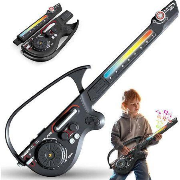 Electric Musical Guitar, Stringless Smart Guitar,Foldable Travel Backing Guitarra, Musical Instrument Toys for Kids (Black)