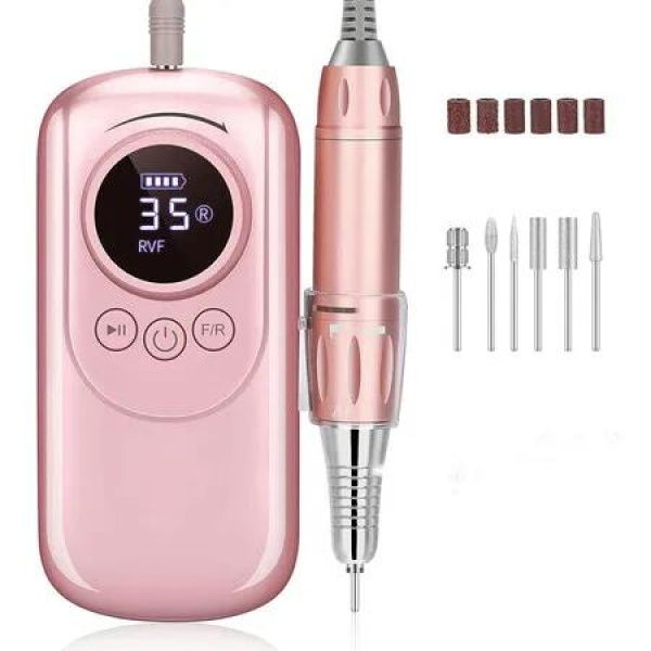 Electric Nail Drill, Portable Machine for Gel Nails, 35000 RPM Rechargeable Nail Drill for Manicure Pedicure