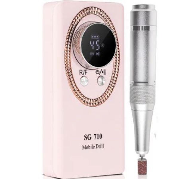 Electric Nail Drill Professional for Acrylic Nail Kit Portable Manicure Pedicure Polishing Set with 45000RPM,Pink