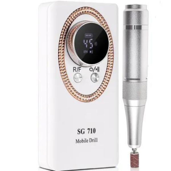 Electric Nail Drill Professional for Acrylic Nail Kit Portable Manicure Pedicure Polishing Set with 45000RPM,White