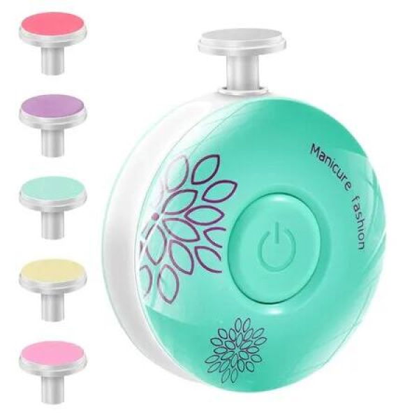 Electric Nail Trimmer Kid Nail Polisher Tool Manicure Scissors Hygiene Kit Nail Clipper Cutter With Six Interchangeable Grinding Heads,Low Noise