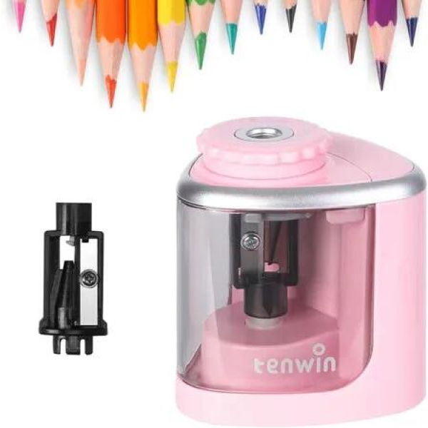 Electric Pencil Sharpener Automatic Pencil Sharpener for School,Home,Office,Classroom,with Replacement Blades,Manual and Electric Free to Switch,Pink