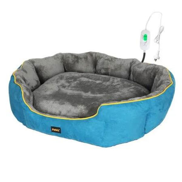 Electric Pet Heater Bed Heated L Blue Large