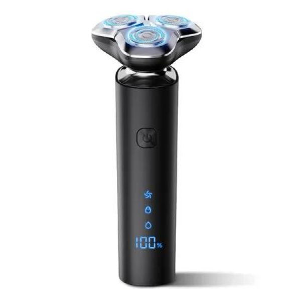 Electric Razor for Men Cordless,Wet/Dry Rotary Shaver Waterproof,3-Blade Rotary Shaving System,Type-C Fast Charging,LED Display,Travel Lock