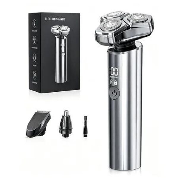 Electric Razor for Men, Wet Dry Electric Shaver Upgraded Curved Razor Foil, 3 in 1 Beard Nose Sideburn Trimmer Quick Charge and Travel Lock