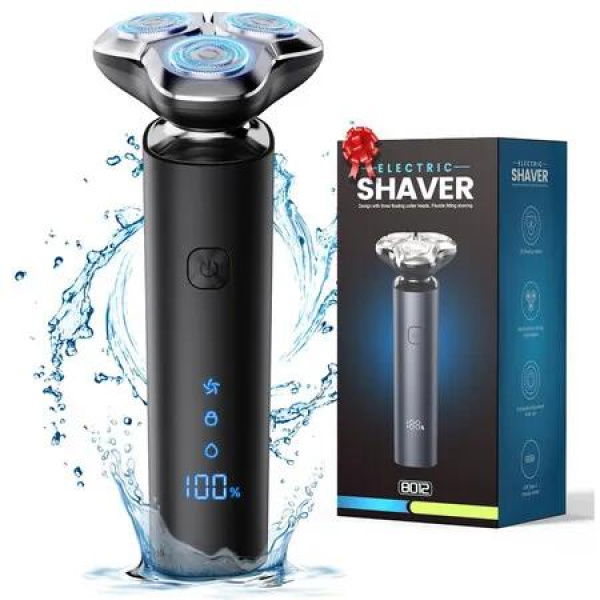 Electric Razor for Men,Men's Electric Shaver,3-Blade Rotary Shaving System,IPX7 Waterproof Wet Dry Cordless Razor,Touch Switch,90+ Minutes Run Time