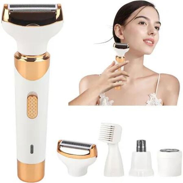 Electric Razor for Women, 4 in 1 Wet and Dry Waterproof Body Razor and Facial Hair Remover, Rechargeable Hair Removal Kit