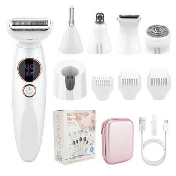 Rechargeable Razor Set Electric Razor for Women 5 in 1 Removal for Nose Ear Eyebrow ...