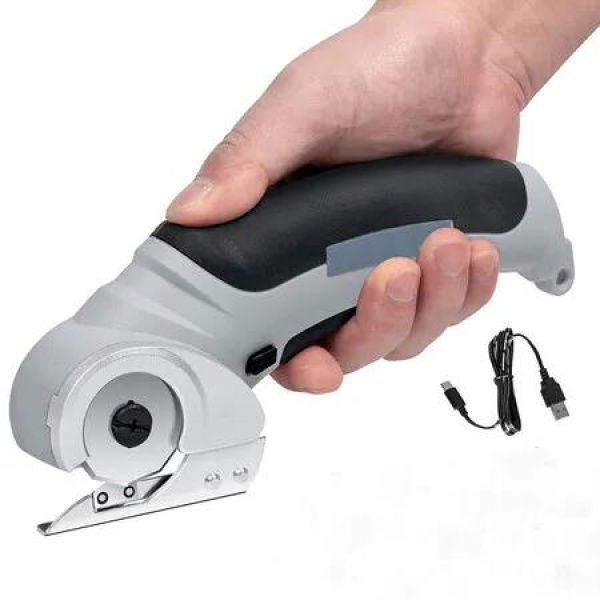 Electric Scissors Cordless Rechargeable Mini Cutter Safety Lock Leather Felt Rug Cardboard 4.2V Grey