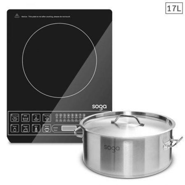 Electric Smart Induction Cooktop And 17L Stainless Steel Stockpot