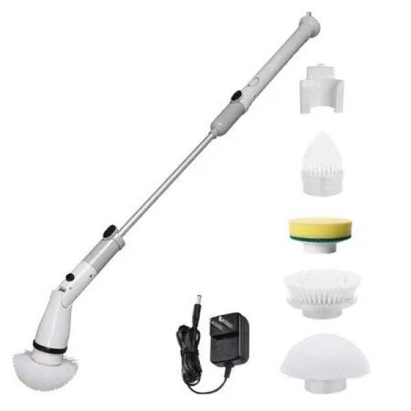 Electric Spin Scrubber, Adjustable Angles and Extension Handle, Cleaning Brush for Car, Bathroom, Tub, Tile, Floor