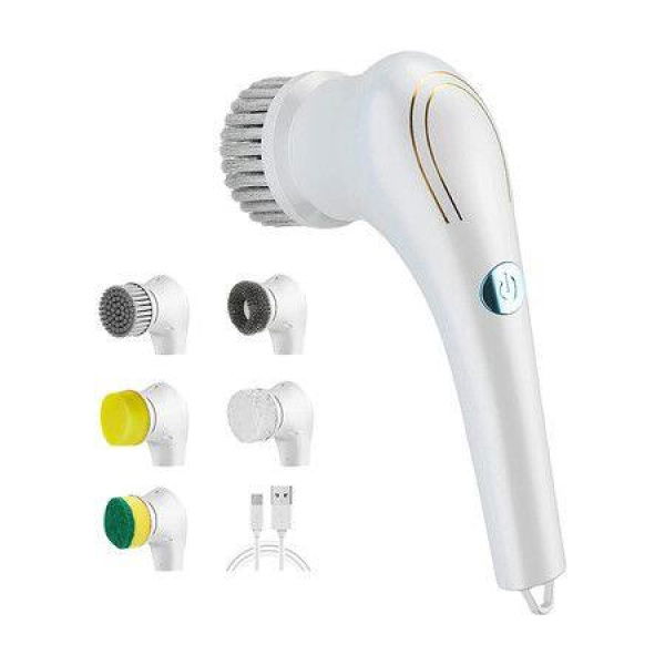 Electric Spin Scrubber Cordless Handheld Cleaning Brush With 5 Replaceable Brush Heads