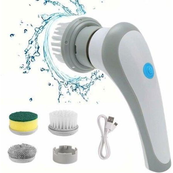 Electric Spin Scrubber for Bathroom Bathtub Kitchen, Portable Cordless Rechargeable Scrubber for Clean Tile, Floor, Wall White