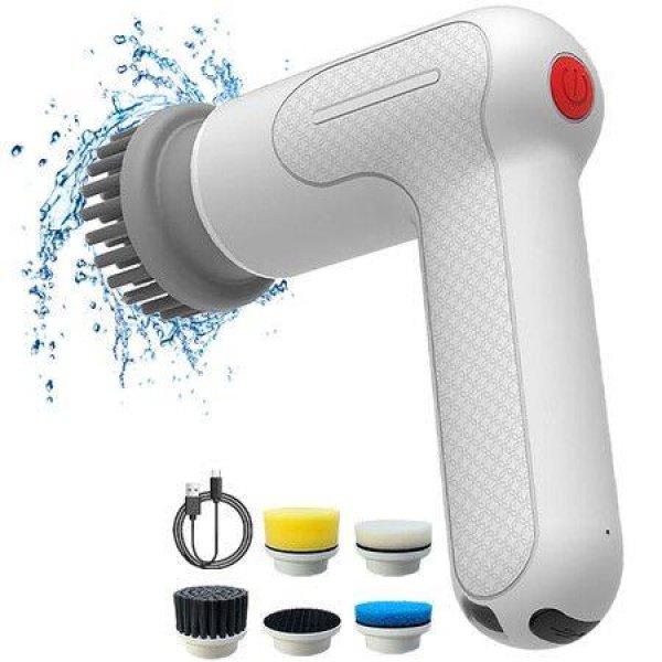 Electric Spin Scrubber Spofan Cordless Cleaning Brush with Replaceable Brush Heads and Rotating Speed Portable Shower Scrubber for Kitchen Tub Floor Car