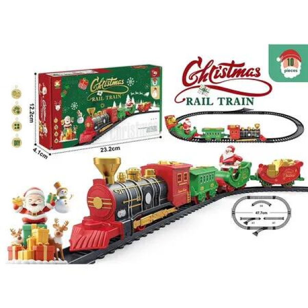 Electric Train Set for Boys, Christmas Train for Around The Tree, Carriage and Train Track, Battery Operated Train Toys for Boys Girls 4 to 7