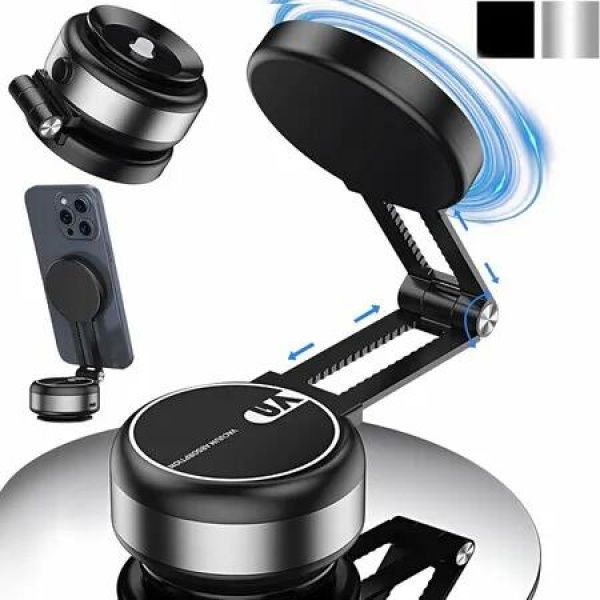 Electric Vacuum Magnetic Car Phone Mount,Vacuum Suction Car Phone Holder Adjustable Foldable Strong Magnetic Car Mount for Smooth Surface(Siver)