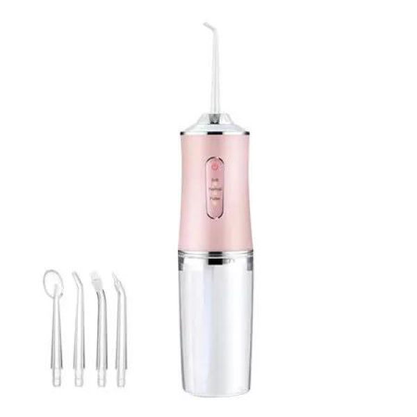 Electric Water Flosser Cordless for Teeth 3 Modes 4 Jet Tips Cleaning and Flossing Water Dental Portable Floss Irrigator Oral Water Flossed Rechargeable Tonsil Stone Travel (Pink)