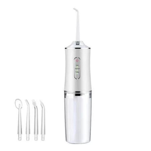 Electric Water Flosser Cordless for Teeth 3 Modes 4 Jet Tips Cleaning and Flossing Water Dental Portable Floss Irrigator Oral Water Flossed Rechargeable Tonsil Stone Travel (White)