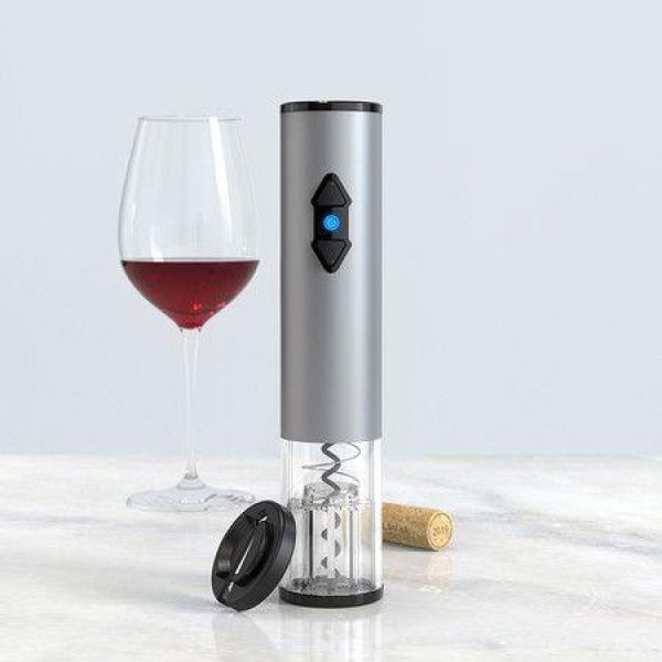 Electric Wine Opener - Automatic Electric Wine Bottle Corkscrew Opener With Foil Cutter (Stainless Steel)