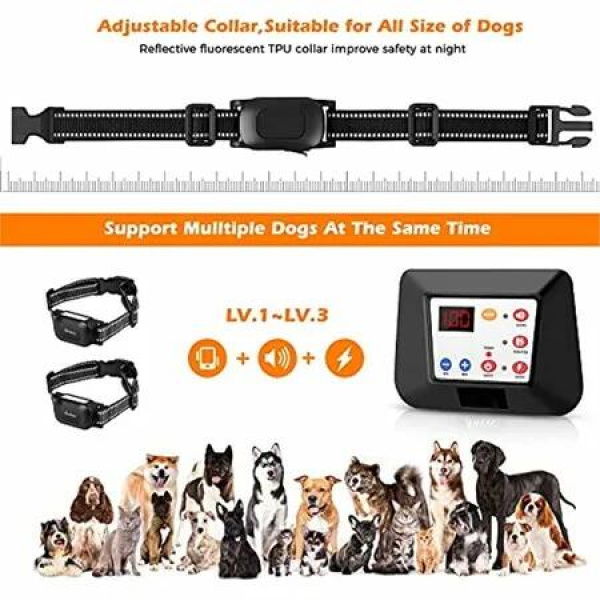 Electric Wireless Dog Fence + Dog Training Collar, Remote Boundary Containment for Safe Roaming, Adjustable Range Sizes for All Dogs