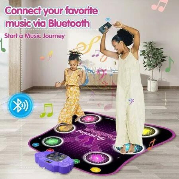 Electronic Music Dance Mat with Colorful LED lights,Wireless Bluetooth perfect for Girls aged 4-12