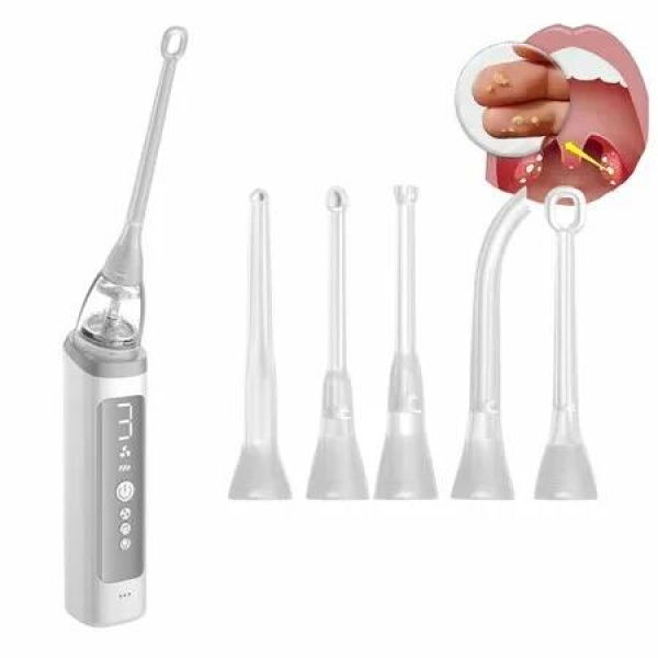 Electronic Tonsil Stone Removal Kit with 3 Suction Modes and 5 Silicone Nozzles