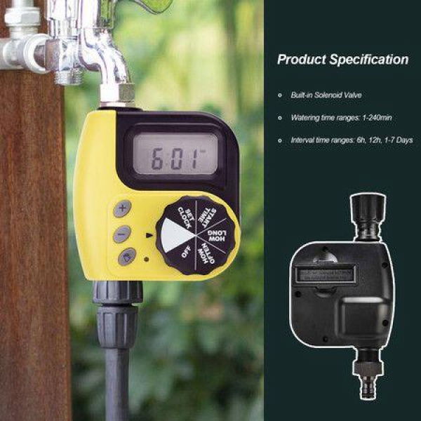 Electronic Water Timer Garden Irrigation System Controller Rain Delay Automatic Watering Timer Intelligent Irrigation Controller Col Yellow