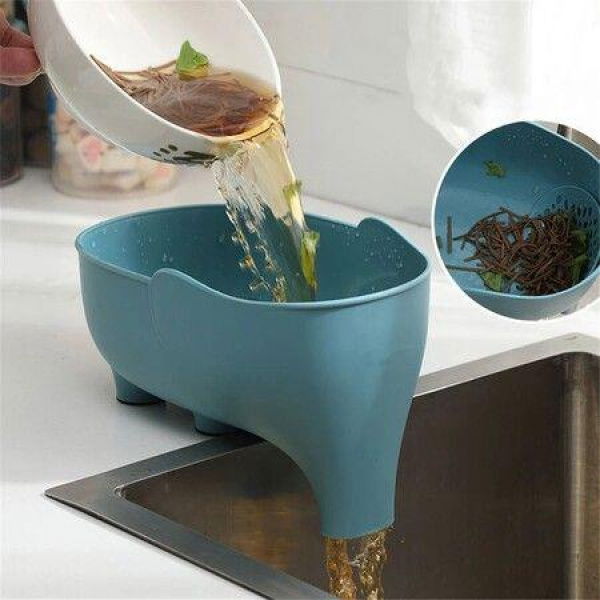 Elephant Drain Basket Kitchen Storage Drain Basket Multi-purpose Fruit Vegetable Drain Basket Plastic Drain Basket (Blue)