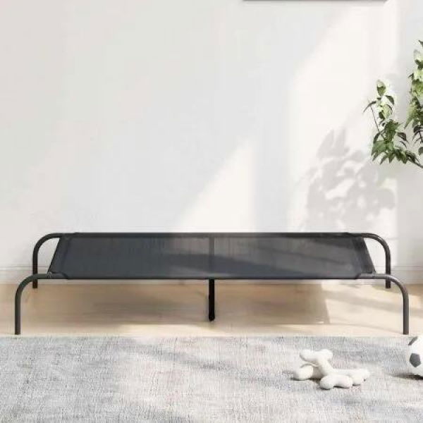 Elevated Dog Bed Black 130x80x20 cm Textilene and Steel