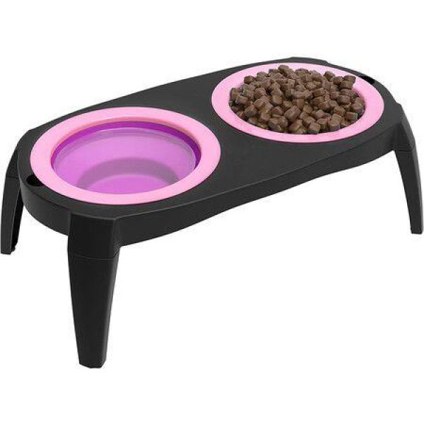 Elevated Pet Bowls Collection With Non Slip Stand For Dogs And Cat 16 Oz Each Pink