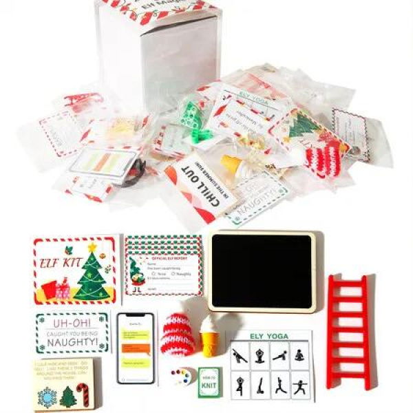 Elf Kit 24 Days of Christmas Activity Props Christmas Set, 24 Days Christmas Gift Christmas Countdown Gift Collectible Toys for The Children's or Friends and Family