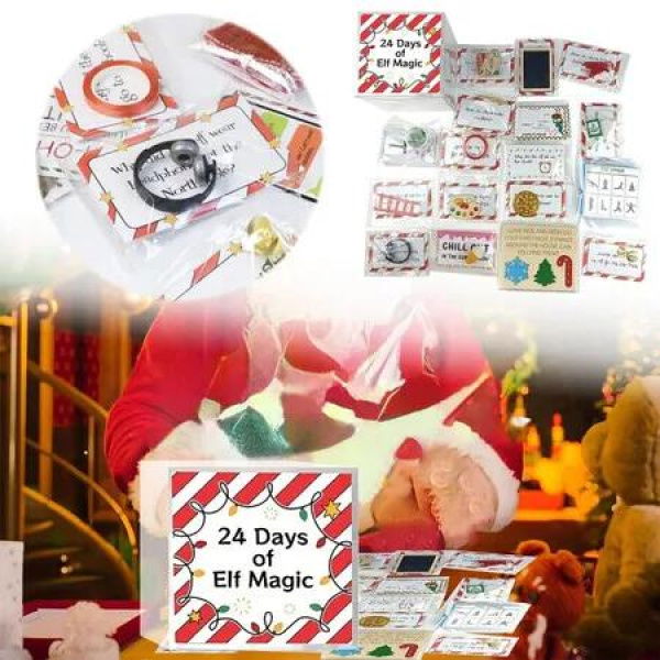 Elf kit 24 Days of Christmas Elf Magic Kit,2024 Fun Elf Activities Props and Countdown Xmas Gift and Party Favor (Beige)