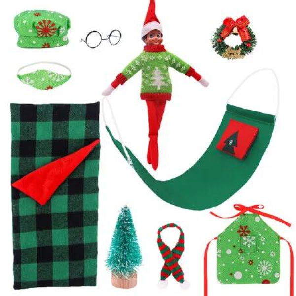 Elf on shelf Christmas Accessories for Elf Doll, Santa Clothing Babie Fashion Dressup Gifts Doll Not included