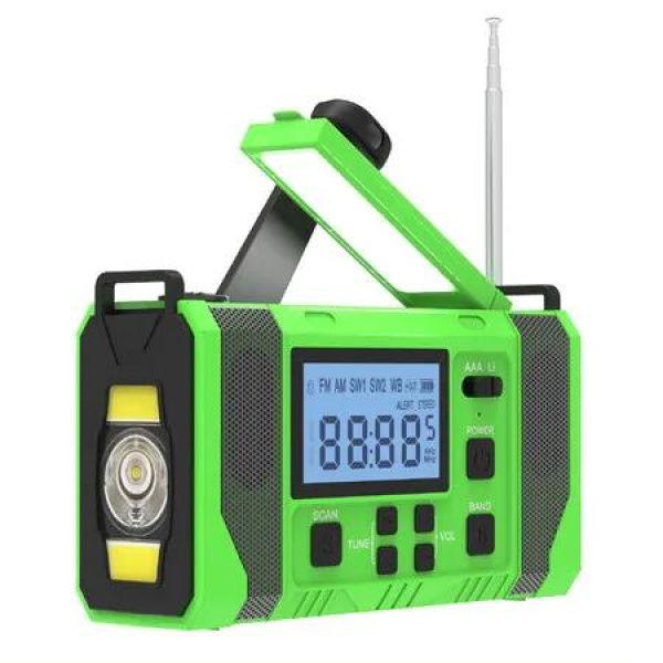 Emergency Solar Crank Radio with Flashlight, Weather Radio AM/FM/NOAA Alert Protable Radio for Home and Outdoor, SOS Alarm Emergency Supplies (Green)