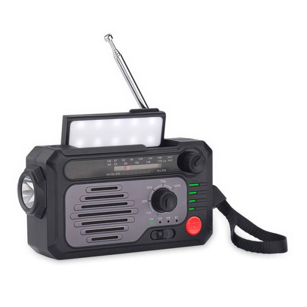 Emergency Solar Hand Crank Portable Weather Radio All Band Receiver Color Black