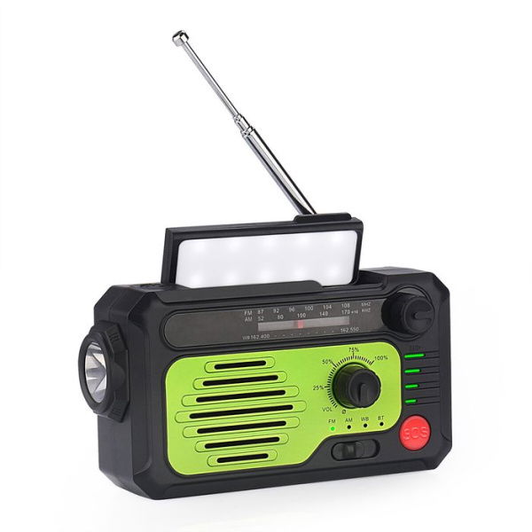 Emergency Solar Hand Crank Portable Weather Radio All Band Receiver Color Green