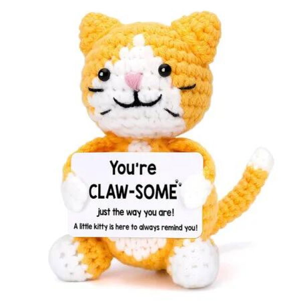 Emotional Support Crochet Dolls Handmade Positive Crochet Animals Gifts Emotional Support Plush for Anxiety & Stress Relief Desk Decor