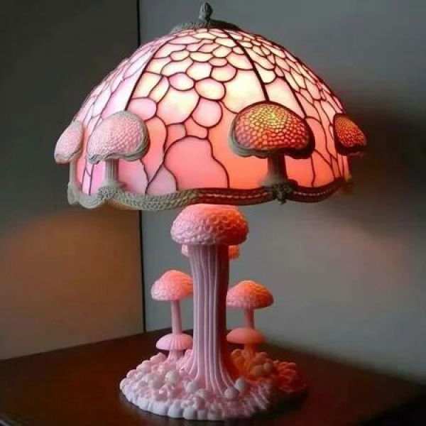 Enchanting Stained Glass Mushroom Lamp: Illuminate Your Space with Art