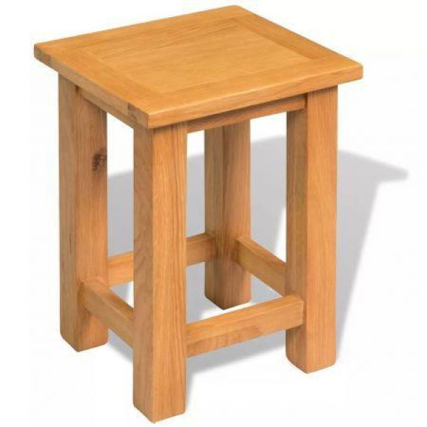 End Table 27x24x37 Cm Solid Oak Wood