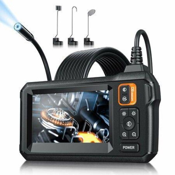 Endoscope Camera with Light, Inspection Borescope Camera, 5 Meters Semi Rigid Cord Bore Scope for Sewer, Pipe