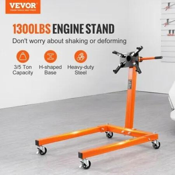 Engine Stand 1300LBS Motor Hoist Dolly 360 Degree Adjustable Mounting Head